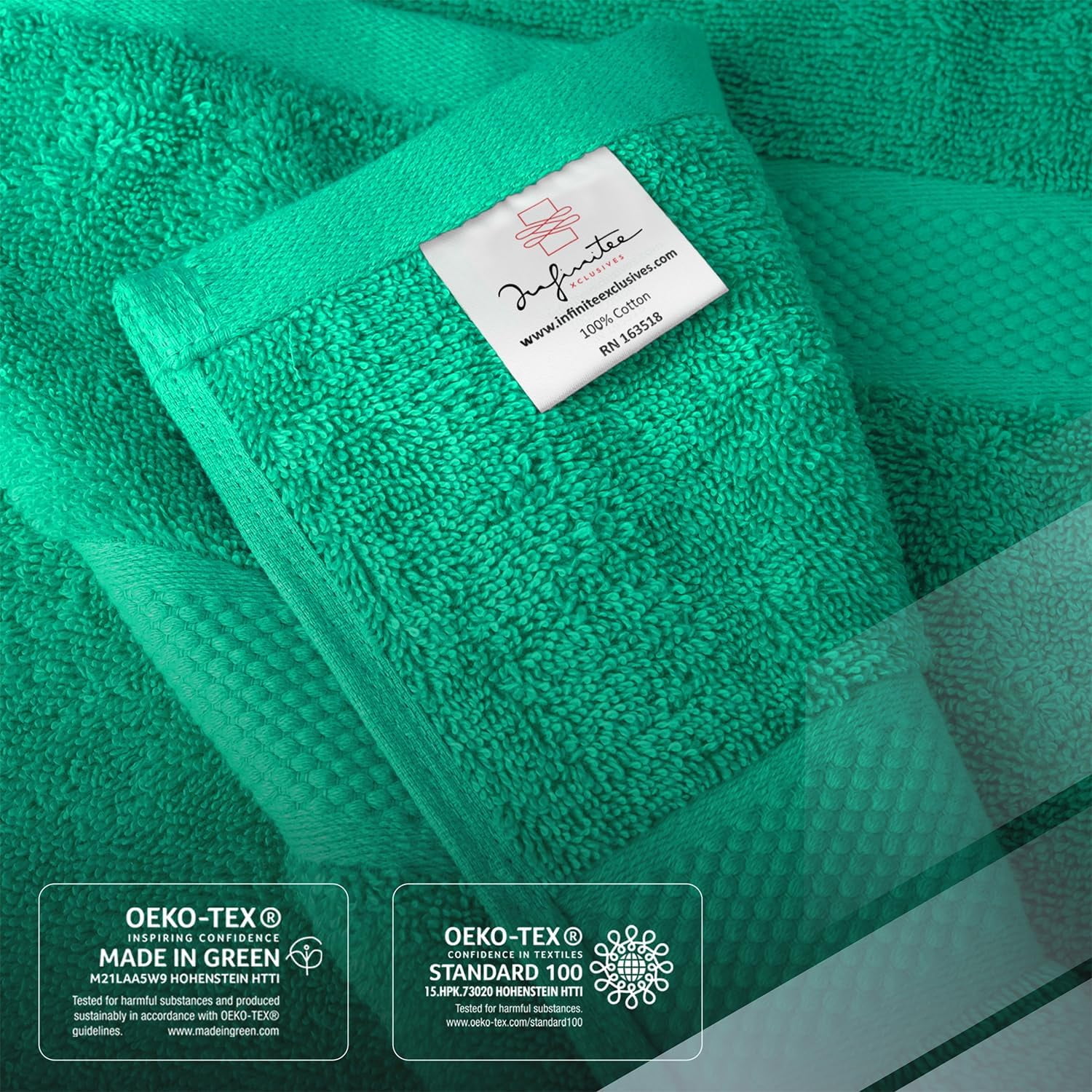 Infinitee Xclusives Premium Green Bath Towels - Pack of 4 - 27 x 54 inches