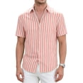 thumbnail image 4 of COSFO Casual Button Down Shirts for Men Summer Short Sleeve Striped Shirt Vacation Classic Fit Beach Collared Men's Shirts 4xl, 4 of 5