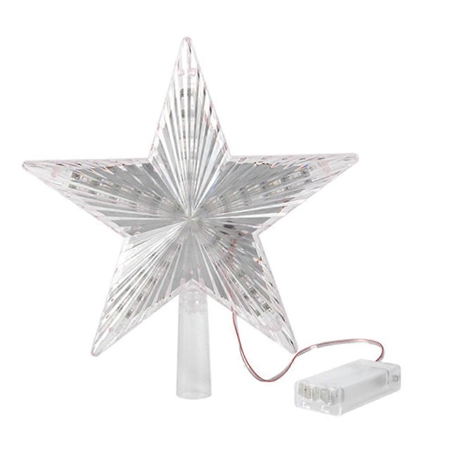 Estrella de Navidad de 8 pulgadas para la punta del árbol con luz LED de colores, lámpara de hadas de plástico para la copa del árbol, alimentada por batería, decoración navideña.