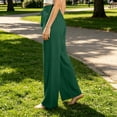thumbnail image 6 of Women's Drawstring Wide Leg Pants with Pockets for Women Casual Elastic Waist Soft Flowy Trousers with Pockets, Travel Lounge Business | VerBelle,Army Green L, 6 of 7