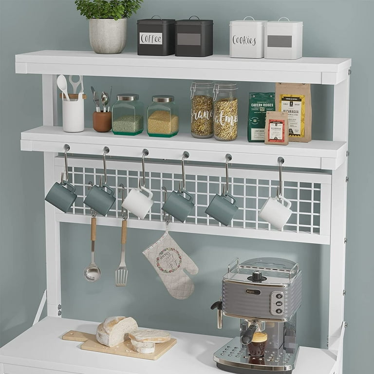 White Baker s Rack for Kitchens 6 Tier Industrial Bakers Racks Microwave Stand with Storage Shelf
