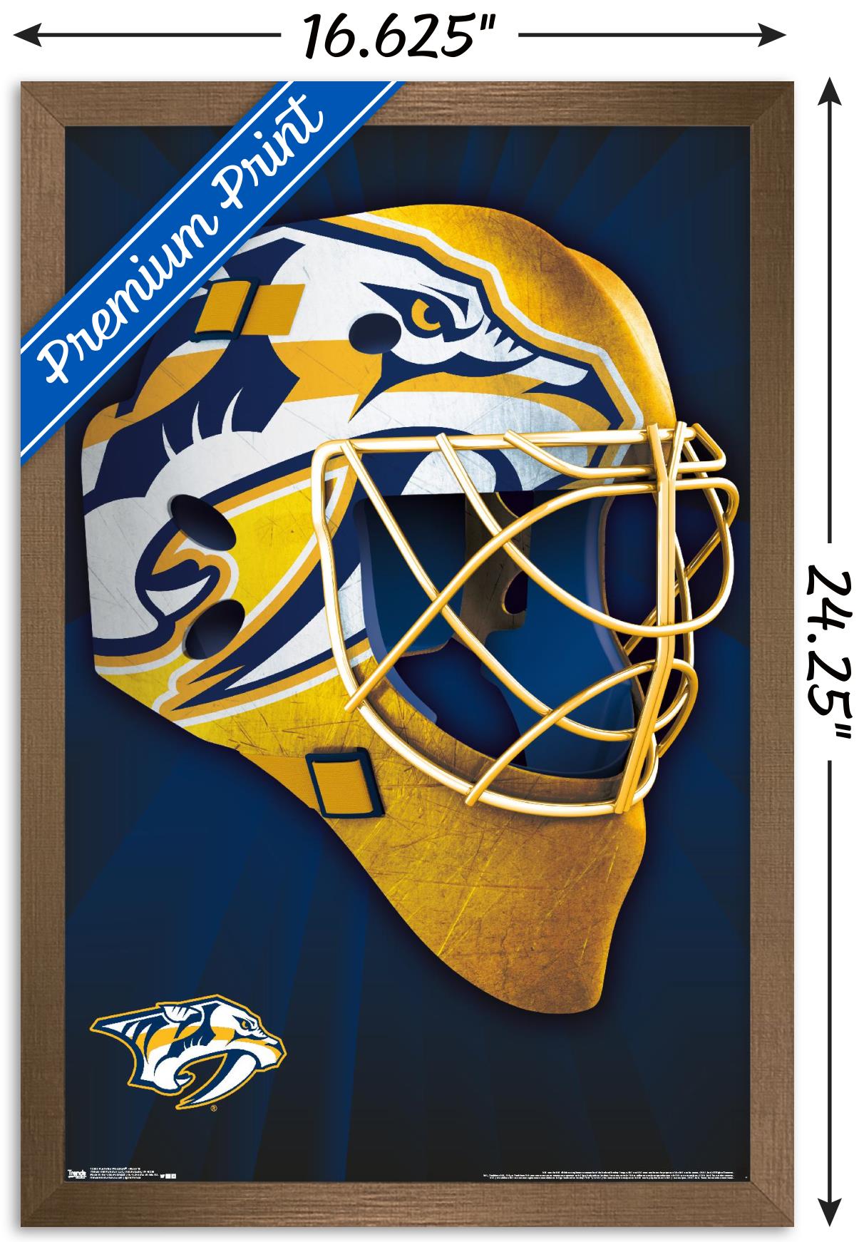 NHL NashVille Predators - Mask 16 Wall Poster, 14.725" x 22.375", Framed