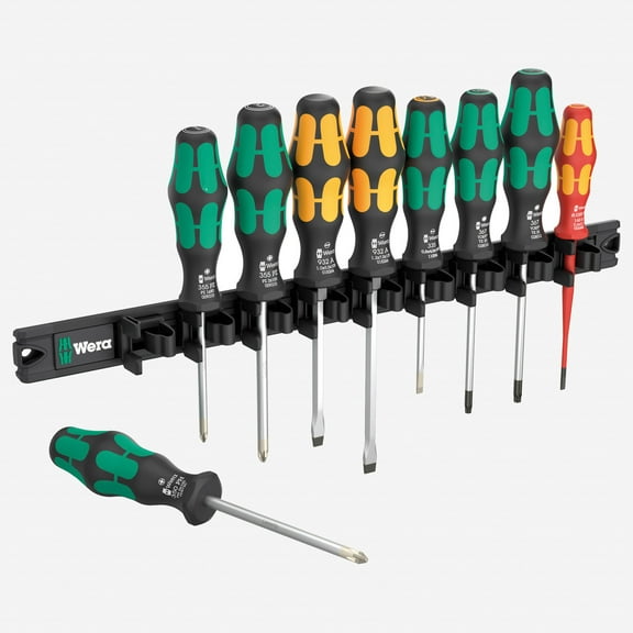 Wera 051012 9650 Magnetic Rail Kraftform Screwdriver Set, 9 Pieces