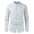 thumbnail image 1 of FAIWAD Chemise Homme Couleur Unie Manches Longues Boutonnée Décontractée Col Coupe Ajustée Tops, 1 of 8