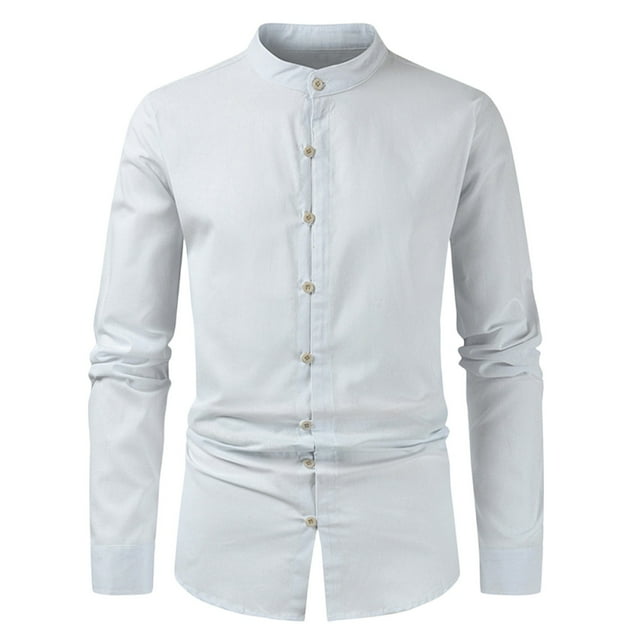 FAIWAD Chemise Homme Couleur Unie Manches Longues Boutonnée Décontractée Col Coupe Ajustée Tops