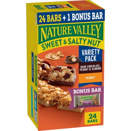 Nature Valley Granola Bars Bonus Variety Pack, Sweet & Salty Nut, 25 Bars, 29.69 OZ