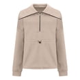 thumbnail image 5 of Yokua Womens Sweatshirt Oversized Half Zip Up Drawstring Waist Long Sleeve Side Slits Soft Casual Pullover Sweatshirts Tops, 5 of 8