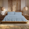 thumbnail image 3 of Color Sense 4-Piece 1200 Thread Count Cotton Blend Sateen Bed Sheet Set, Wrinkle-Resistant, Super Soft, Extra Deep Pocket, Hotel Luxury Bedding, King, Blue, 3 of 12