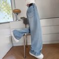 thumbnail image 6 of TOWED22 Girls Jeans Baggy Cute Jean Kids Y2K Denim Pants with Pockets High Waisted Embroidered Trousers for Teens,Light Blue,15-16 Y, 6 of 9