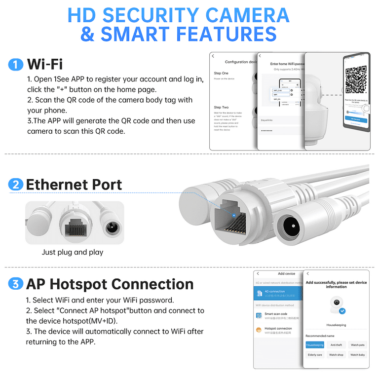 Camera Surveillance Wifi Exterieure - 2023 Camera IP Exterieur Wifi 2K  3Mp, Suivi 313051617685