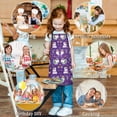 thumbnail image 6 of Purple Cartoon Unicorn Rainbow Moon Star Pattern Kids Aprons for Girls and Boys,Adjustable Neck Strap Toddler Aprons for Kids Cooking Baking, 6 of 6