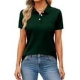 thumbnail image 3 of Women's Golf Tennis Polo Shirts Short Sleeve Collared Button Down Moisture Wicking Tops Lightweight Breathable Summer Casual Shirts, #03 Dark Green, M, 3 of 6