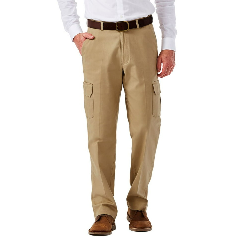 Haggar - Men's Haggar Flat-Front Stretch Comfort Cargo Expandable Waist ...