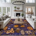 thumbnail image 3 of Large Area Rugs for Living Room Bedroom, Orange Purple Spring Floral 5'x8' Rug Washable Carpet Runner Indoor Outdoor, Vintage Botanical Summer Flower Non Slip Floor Mats Rug for Kitchen, Bathroom, 3 of 8