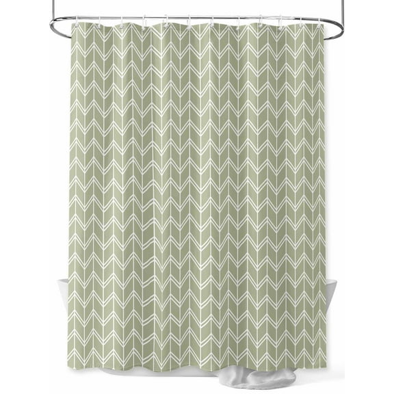 Shower Curtain Sage Green Geometric Waves Shower Curtains for Bathroom, Waterproof Polyester Shower Curtain Set with Hooks, Extra Long 72" x 78" Abstract Stripes