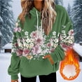 thumbnail image 2 of Sexlip Color Block Flannel Sweatshirt for Women Long Sleeve Drawstring Hoodies Casual Warm Fall Winter Comfy Top with Pocket Green XL, 2 of 5