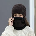 thumbnail image 4 of Winter Women Knitting Cap Men And Women Outdoor Warm Thickening Velvet Loose Winter Hat With Scarf  B r a n d  Winter Ski Mask Hat, 4 of 11