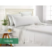 PURE BAMBOO Sheets California King Size Bed Sheet 4 Piece Set, Genuine 100% Organic Viscose Derived from Bamboo, Soft & Cooling, Double Stitching (California King, White)