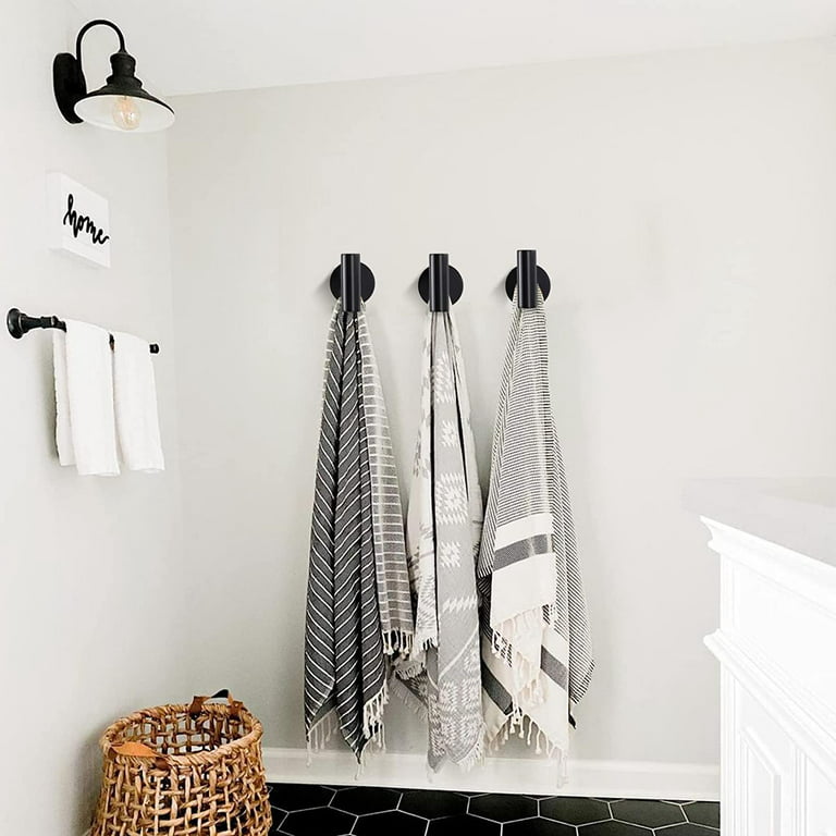 Wall Towel Hooks 4 Pack Black Towel Hooks Matte Black Bathroom Hooks Black  Towel Hooks for Bathrooms Brushed Nickel Robe Hook for Cabinet Closet Door