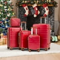 thumbnail image 2 of Zimtown Luggage 5 Piece Sets Suitcase ABS Hardside with Spinner Wheels and TSA Lock, Red, 2 of 16