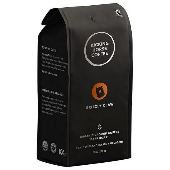 Kicking Horse Coffee Grizzly Claw Ground Organic Dark Roast - 10 oz Pack of 2