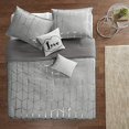 thumbnail image 2 of Intelligent Design Raina Comforter Microfiber Metallic Print Geometric Design Embroidered Toss Pillow Modern Trendy Casual All Season Bedding Set Matching Sham, Twin/Twin XL, Grey/Silver 4 Piece, 2 of 5