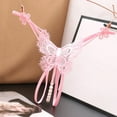 thumbnail image 2 of Lingerie for Women Embroidered Hollow Butterfly Low Waist Underpants Open Cut Pearl Massage Thong Underwear Babydoll Breathable Panties, 2 of 3