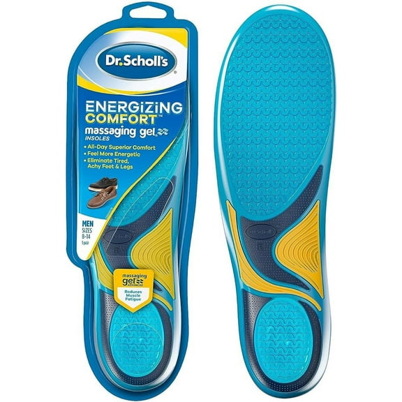 Dr. Scholl’s Energizing Comfort Everyday Insoles with Massaging Gel®, On Feet All-day, Shock Absorbing, Arch Support,Trim Inserts to Fit Shoes, Men's Size 8-14, 1 Pair