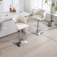 thumbnail image 3 of Swivel Bar Stools Set of 2 with Footrest, Modern Boucle Upholstered Counter Height Barstools with Adjustable Lift, Bar Chairs with Metal Base for Pub, Kitchen, Dining Room, Club, Ivory, 3 of 9