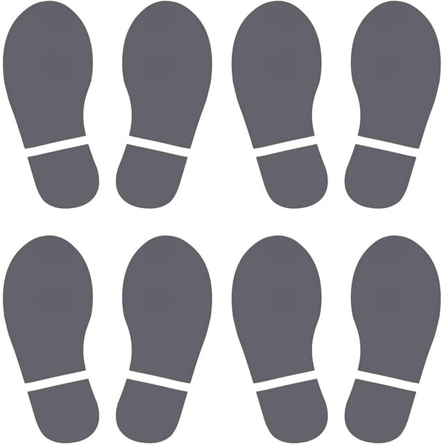 PATIKIL 6x2.5" Footprint Sticker, 4 Pairs PVC Shoes Floor Decal Sign for Class Decor Stair Guide, Dark Gray