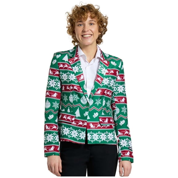 Suitmeister Women's Blazers WMNS Christmas Green Nordic Jacket - M Green