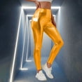 thumbnail image 5 of HNMKIU Women's High Waist Gold Foil Print Pure Color Casual Pencil Yoga Pants Slim Fit Stretchy Workout Running Fitness Pants Yoga Leggings 02_Gold,XXL, 5 of 8