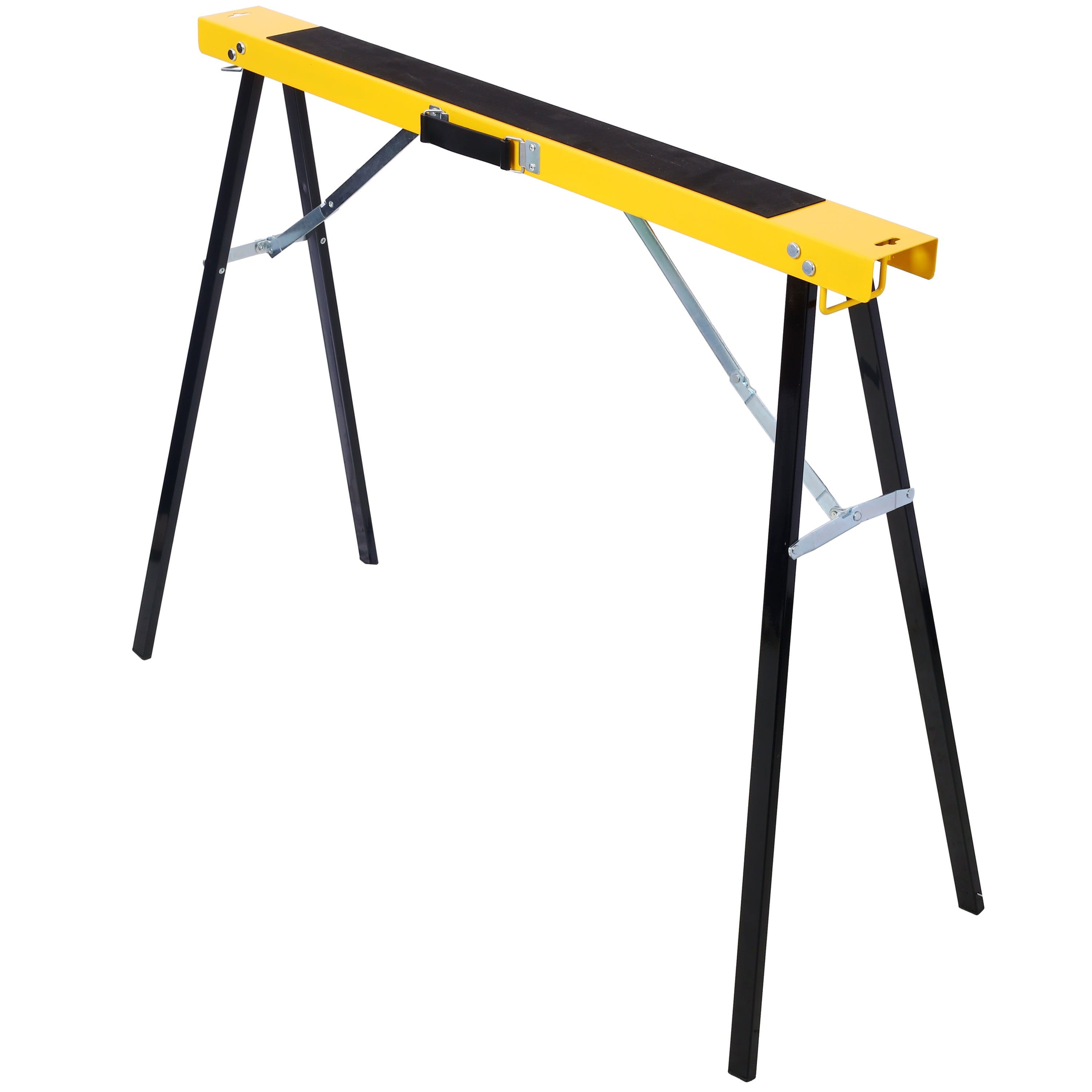 Saw Horses 2 Pack, Folding Portable Work Horse with Fast Open Legs, Convenient Handle, Heavy Duty Steel Sawhorse for Garage, Workshop, Fully Assembled