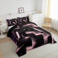thumbnail image 4 of Gaming Bedding Twin Size Abstract Gradient Checkered Comforter Set Twin, Video Game Gamepad Duvet Insert Geometric Ombre Plaid Quilt Comforter, Black and Pink Bedding Comforters & Sets, 4 of 7