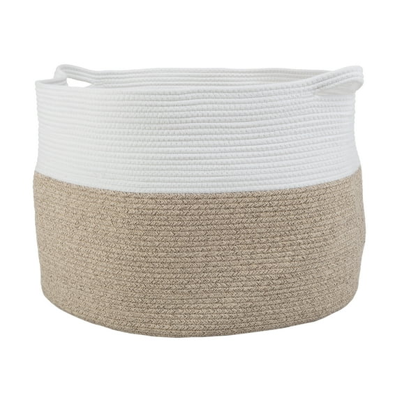 Home-Complete Extra-Large Rope Basket for Laundry, Blankets, and Toys, Natural
