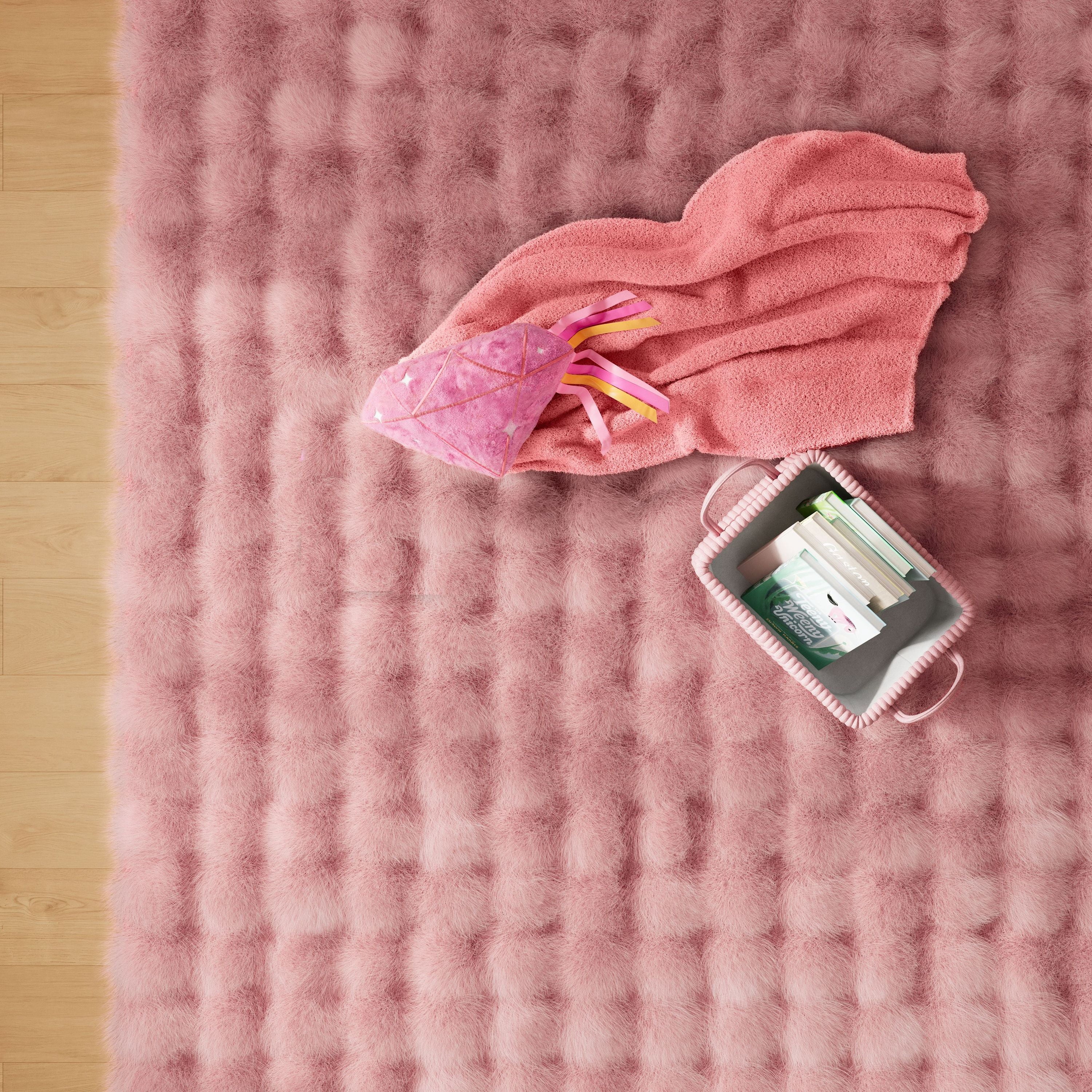 Mainstays Kids Light Pink Bubble Fur Rug, 8' x 10'