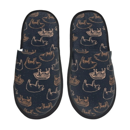 

Fuzoiu Pig Farm Print Unisex Furry Slippers Plush Indoor Shoes Trendy House Slippers Anti-Skid EVA Sole House Shoes for Home Office and Travel -Medium