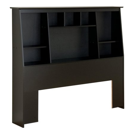 Bowery Hill Modern Wood Slant-Back Tall Full Queen Bookcase Headboard in Black