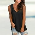 thumbnail image 2 of HUITKMM Womens V Neck Tank Tops Hi Low Hem Sleeveless Solid Color Casual Tee Size S, 2 of 6