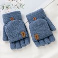 thumbnail image 2 of Winter Knitted Fingerless Gloves Thermal Insulation Warm Convertible Mittens Flap Cover For Men Women Winter Accessories, 2 of 6