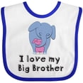 thumbnail image 3 of Inktastic I Love My Big Brother Elephant Blue Pink Girls Baby Bib, 3 of 4