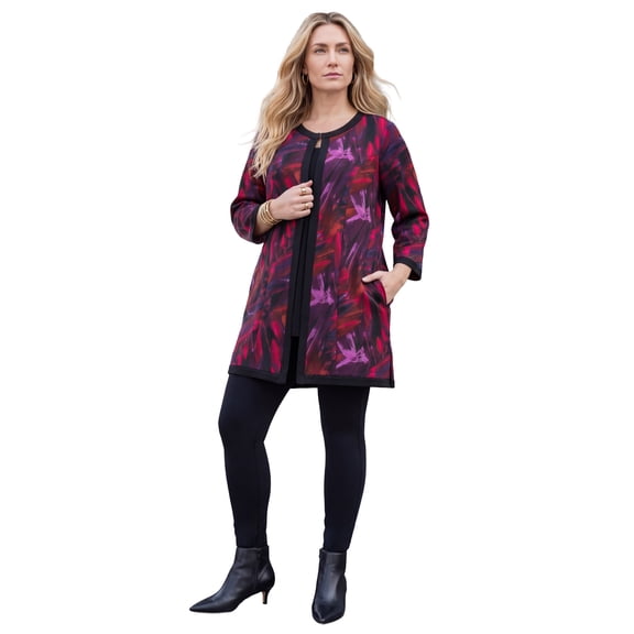 Catherines Women's Plus Size Ponte Print Jacket