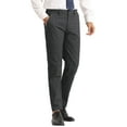 thumbnail image 4 of Pantalones INSPIRE CHIC para hombre, corte regular, frente plano, formales, de negocios, a cuadros, talla 30, color negro, 4 of 5