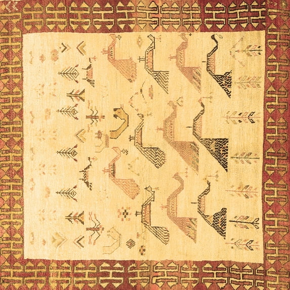 Ahgly Company Indoor Square Persian Brown Traditional Area Rugs, 7' Square
