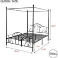 thumbnail image 4 of AUFANK Vintage Four Post Metal Canopy Bed Frame, Queen Size, Black, 4 of 7
