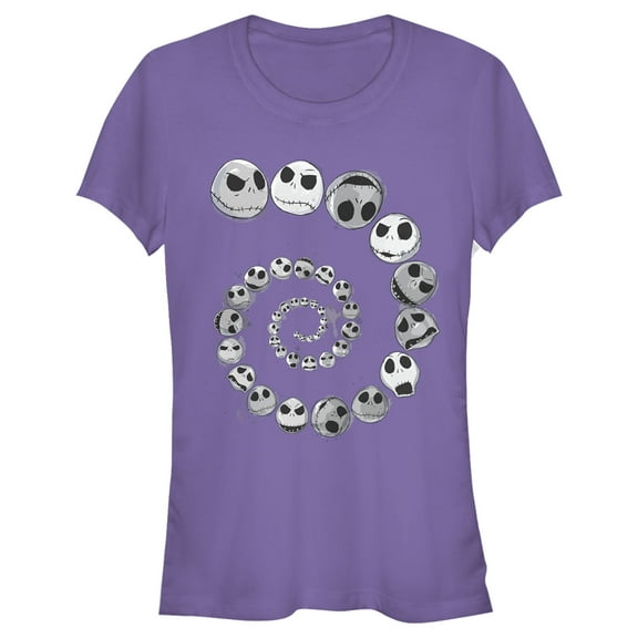 Junior's The Nightmare Before Christmas Jack Skellington Faces Spiral Graphic Tee Purple Small