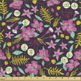 thumbnail image 2 of Garden Art Fabric by the Yard Upholstery, Spring Season Pattern with Blossoming Wildflowers in Pink Shades Ornate Design, Decorative Fabric for DIY and Home Accents, Multicolor by Ambesonne, 2 of 5