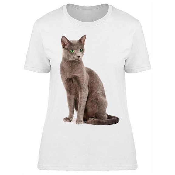 Portrait Watchful Russian Cat T-Shirt Women -Image by Shutterstock, Female x-Large