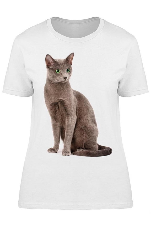 Portrait Watchful Russian Cat T-Shirt Women -Image by Shutterstock, Female Large