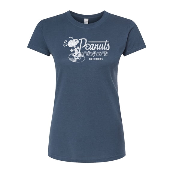 Peanuts - Records Dancing Snoopy - Juniors Fitted Graphic T-Shirt
